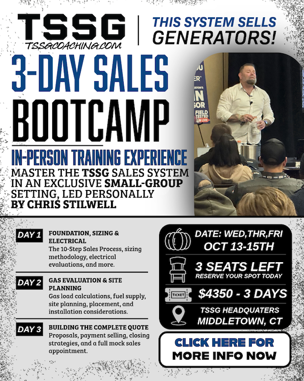 October 13 through 15 TSSG 3-Day Sales Bootcamp at TSSG Headquarters in Middletown, Connecticut